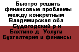 Быстро решить финансовые проблемы между конкретным - Владимирская обл., Судогодский р-н, Бахтино д. Услуги » Бухгалтерия и финансы   